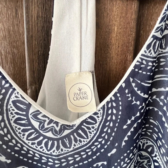 Paper Crane Blue Racerback Geometric Print Mini Dress Size Medium - Picture 3 of 6